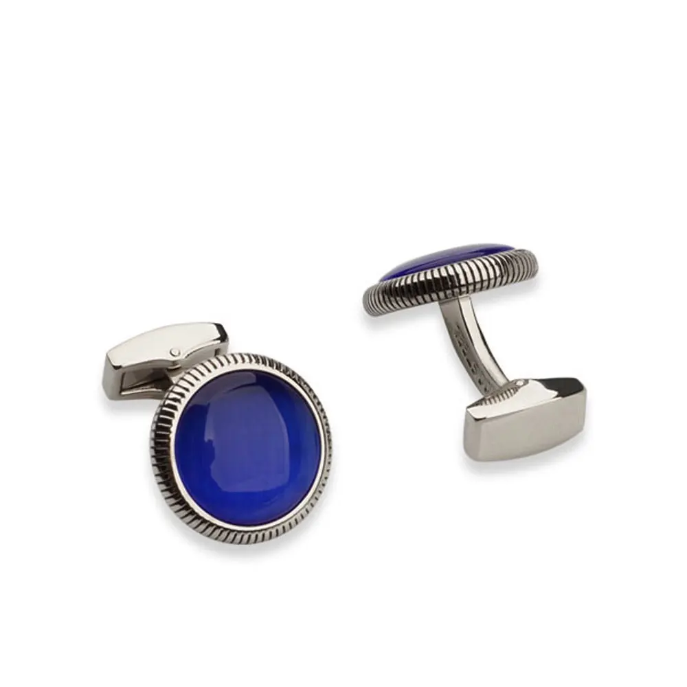 Темно-синие блестящие запонки кошачий глаз с камнями в виде галактики подарок для мужчин