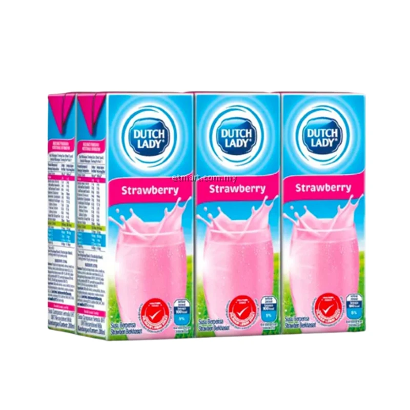 Wholesale Supplier Dutch Lady UHT Strawberry Flavoured Milk 200ml with Delicious and Full of Nutritious