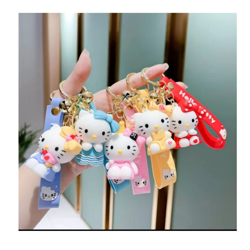 AHTEM 65 стилей милый мультяшный 3D Hello KT брелок с ремешком на запястье автомобильные аксессуары сумка орнамент HK кукла ПВХ котенок брелки