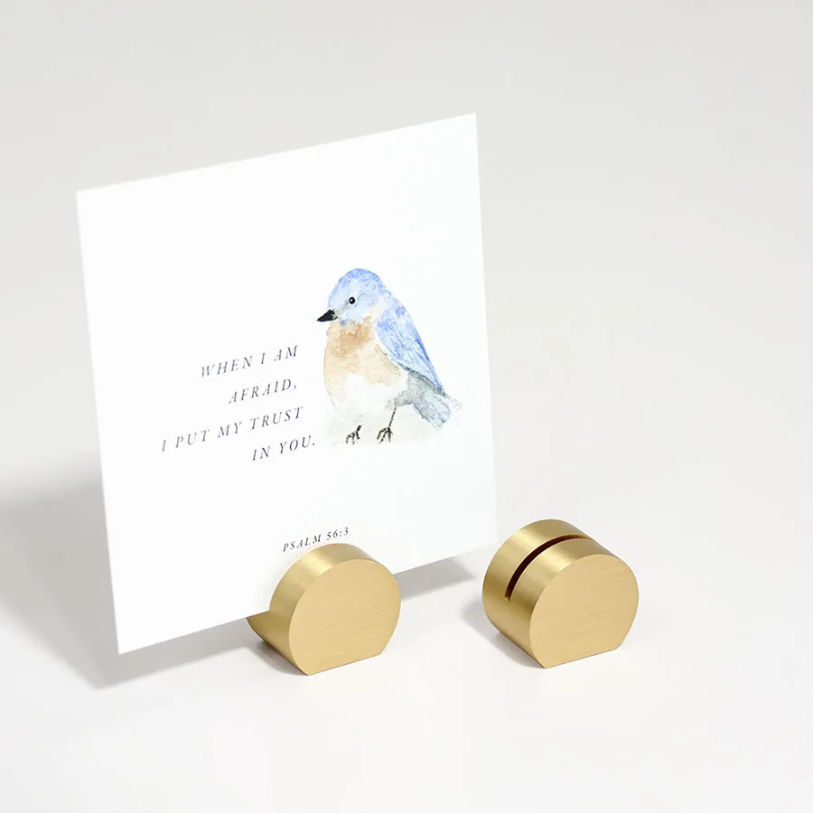 Modern Solid Brass Business Card Holder Brushed Satin Brass Card Stand Place Card Holder Office Desk Accessory Display Stand