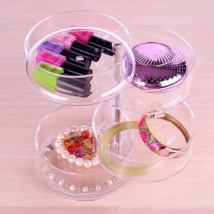 Plastic Crystal Rotating Makeup Cosmetic Organizer Factory Price Rotating Jewelry Box
