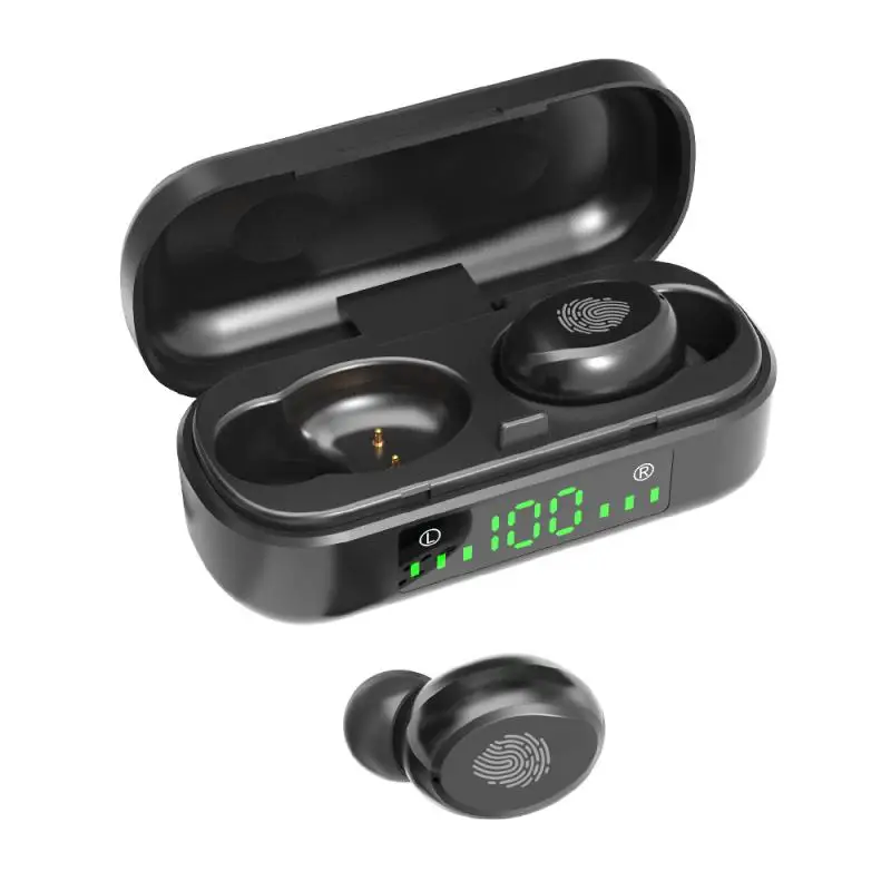 Waterproof Earpieces Kid Headphones Wireless Earbuds Stereo Bass Hifi in Ear LED Display Wireless Earphone V8 TWS 5.0
