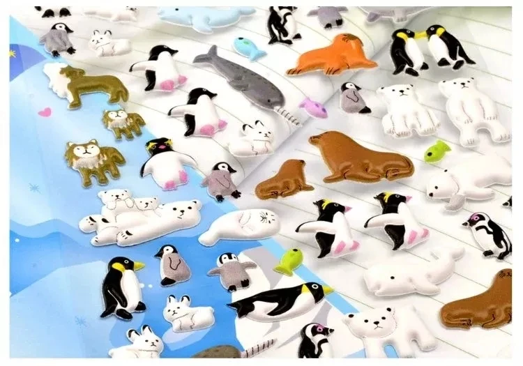 Wholesale High Quality Kawaii Kid Play 3D Bubble Puffy Cartoon Shark Animal Self-adhesive Sticker