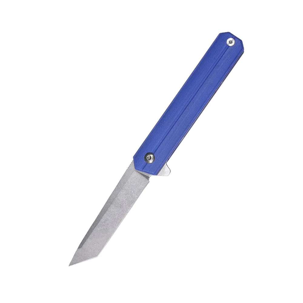 Blue Pocket Folding Knife Stainless Steel Blade for Outdoor Camping Hunting EDC