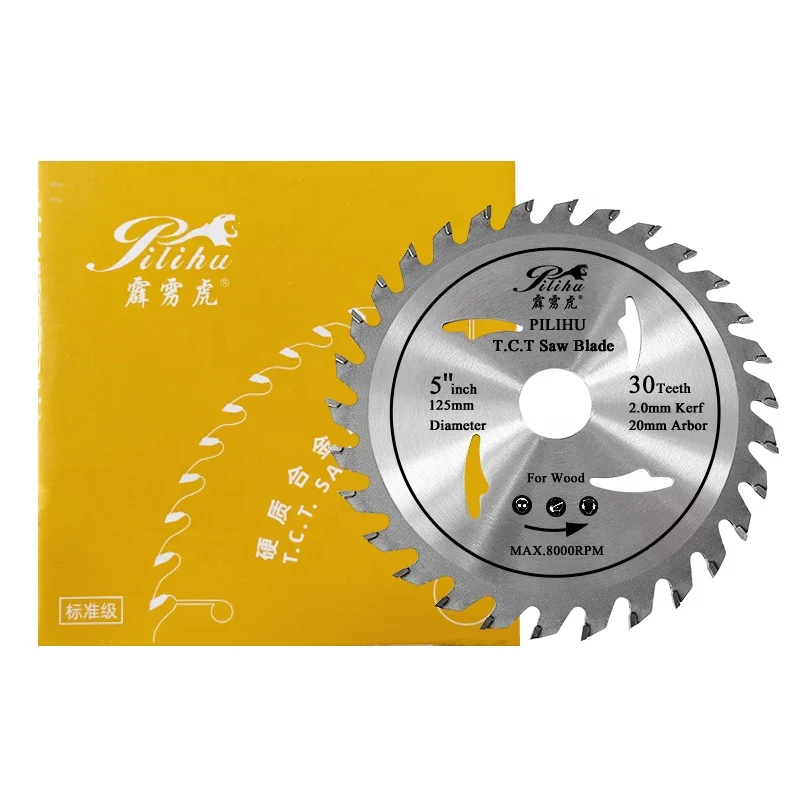 PILIHU 5Inch 125mm 30-Tooth ATB TCT Saw Blade For Wood Cutting