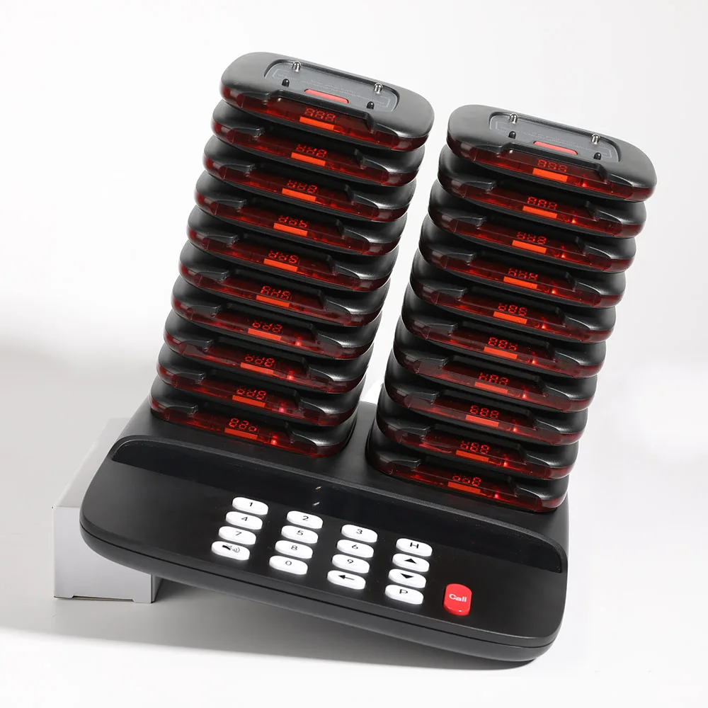 WirelessLinkx Customer Guest Buzzers Beepers 20 Queue System Restaurant Pager System For Clinic Coffee Shop Church Food Truck