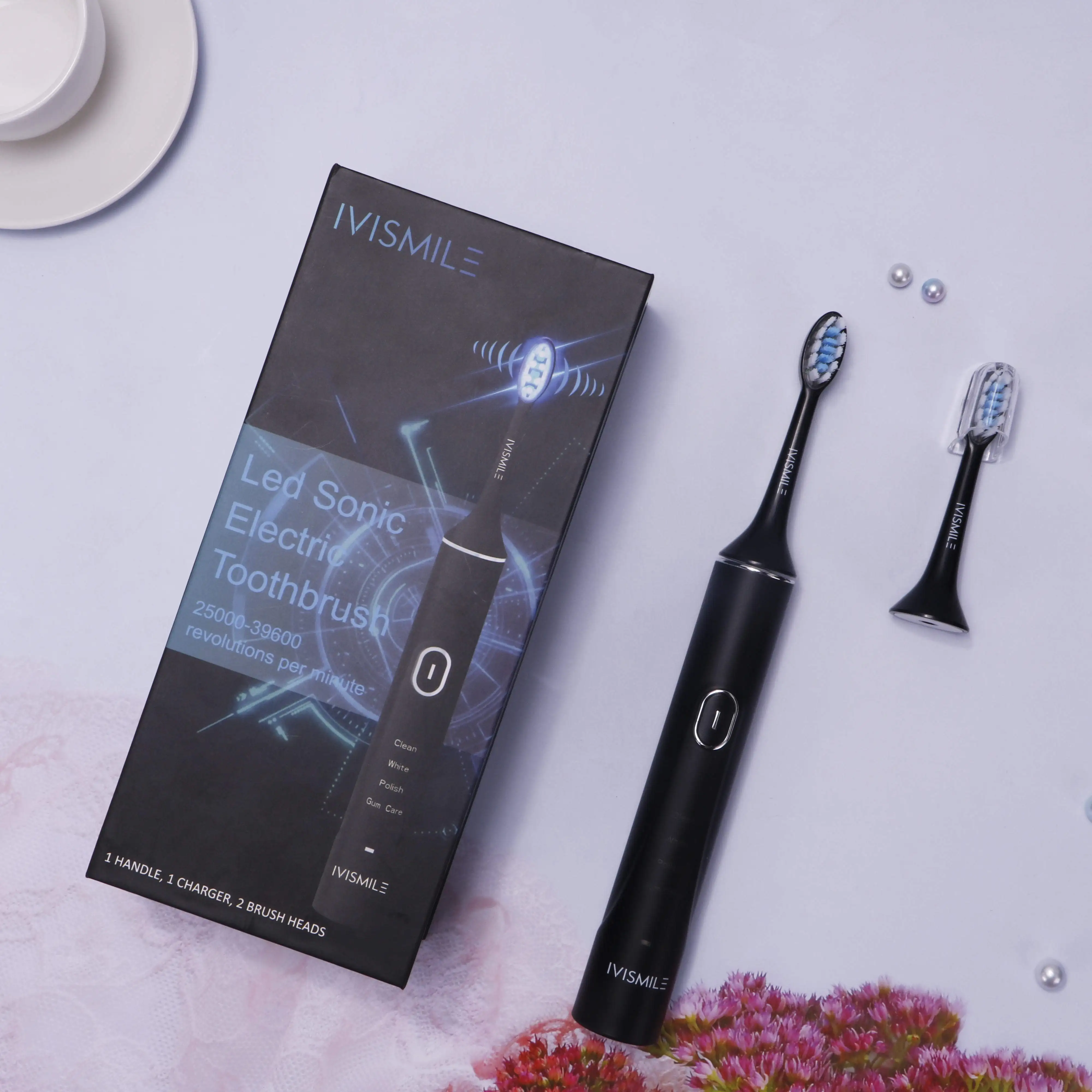 Portable Customized IPX7 Electric Toothbrush Wireless Charging Toothbrush for Teeth Whitening and Cleaning