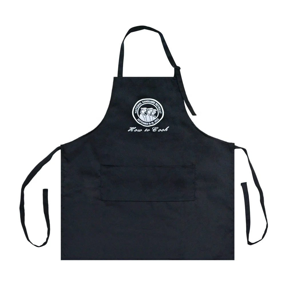 Promotional Kitchen Aprons 100% polyester Custom Waterproof Bib Cooking Apron With Embroidery or Print Logo for Coffee shop