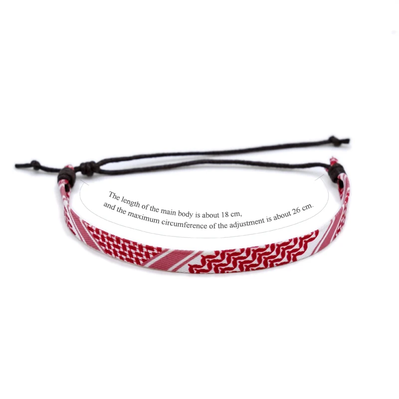 YYK001 Arabic Scarf Style Accessories Ribbon Braided bracelet Red traditional pattern rope geometric pattern bracelet
