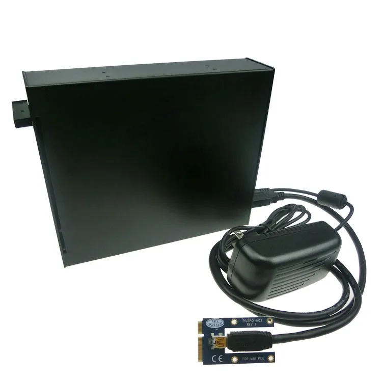 Mini PCIe to Dual PCIE 2 Ports 16x pci-e Bus Slot Adapter with case enclosure