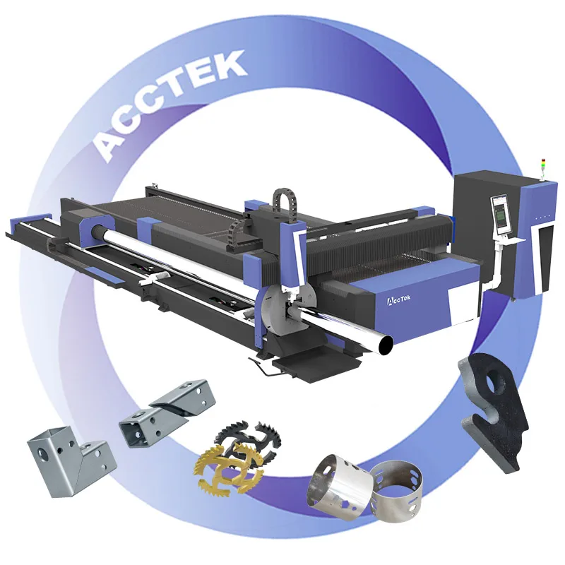 raycus/IPG Exchange table 1530 Fiber laser metal cutting machine with rotary for cutting tube fiber laser cutter