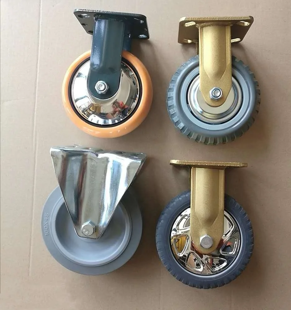 New Arrival 150mm New Design Metal Dust Cover Castors PU Wheel Terrain Casters Brake