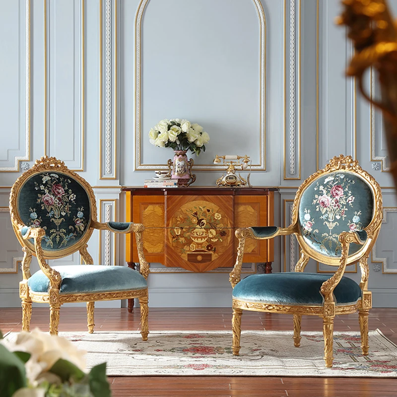 Luxury Classic Italian Style Antique Wood and Hand Carved Solid Wood classic design armchair sofa chair