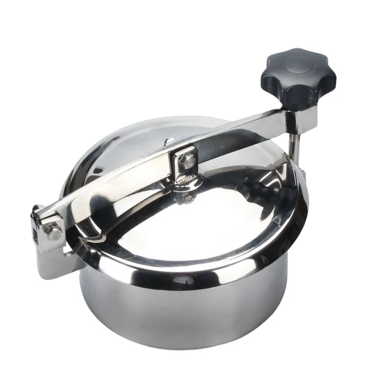 Food Grade Sanitary Stainless Steel 304 316L Rounded Tank Manhole Cover With Pressure
