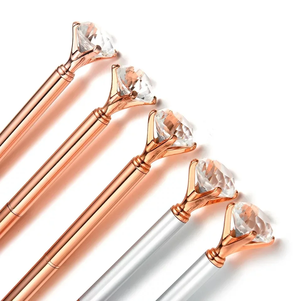 Wholesale promotion metal big top custom crystal diamond pen with logo