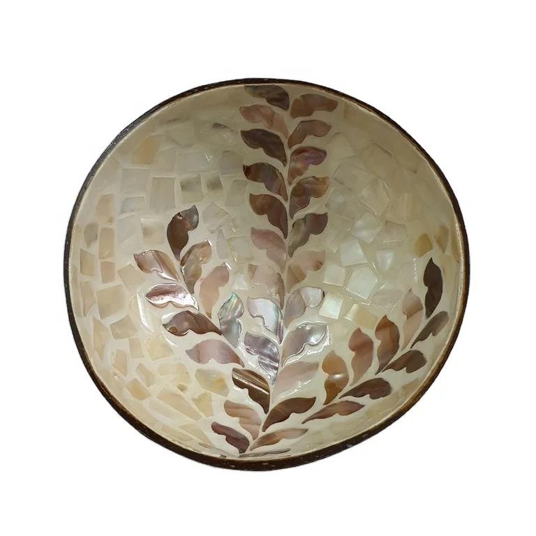 Natural Leaf Painted High Quality Ecofriendly Bowls Low MOQ Coconut Bowl from Vietnam