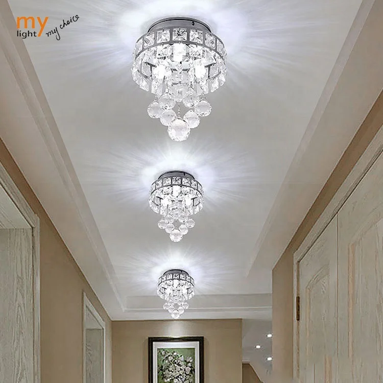 Modern Crystal Ceiling Led Lights Chrome With G4 Bulb Ceiling Light Crystal