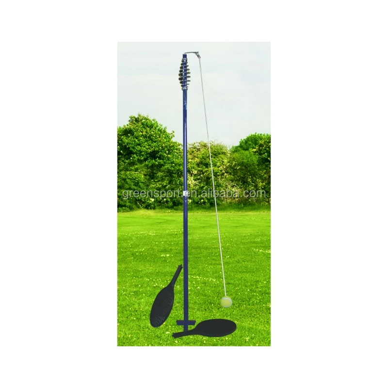 Metal pole tennis includes tennis bat and ball with rope swingball