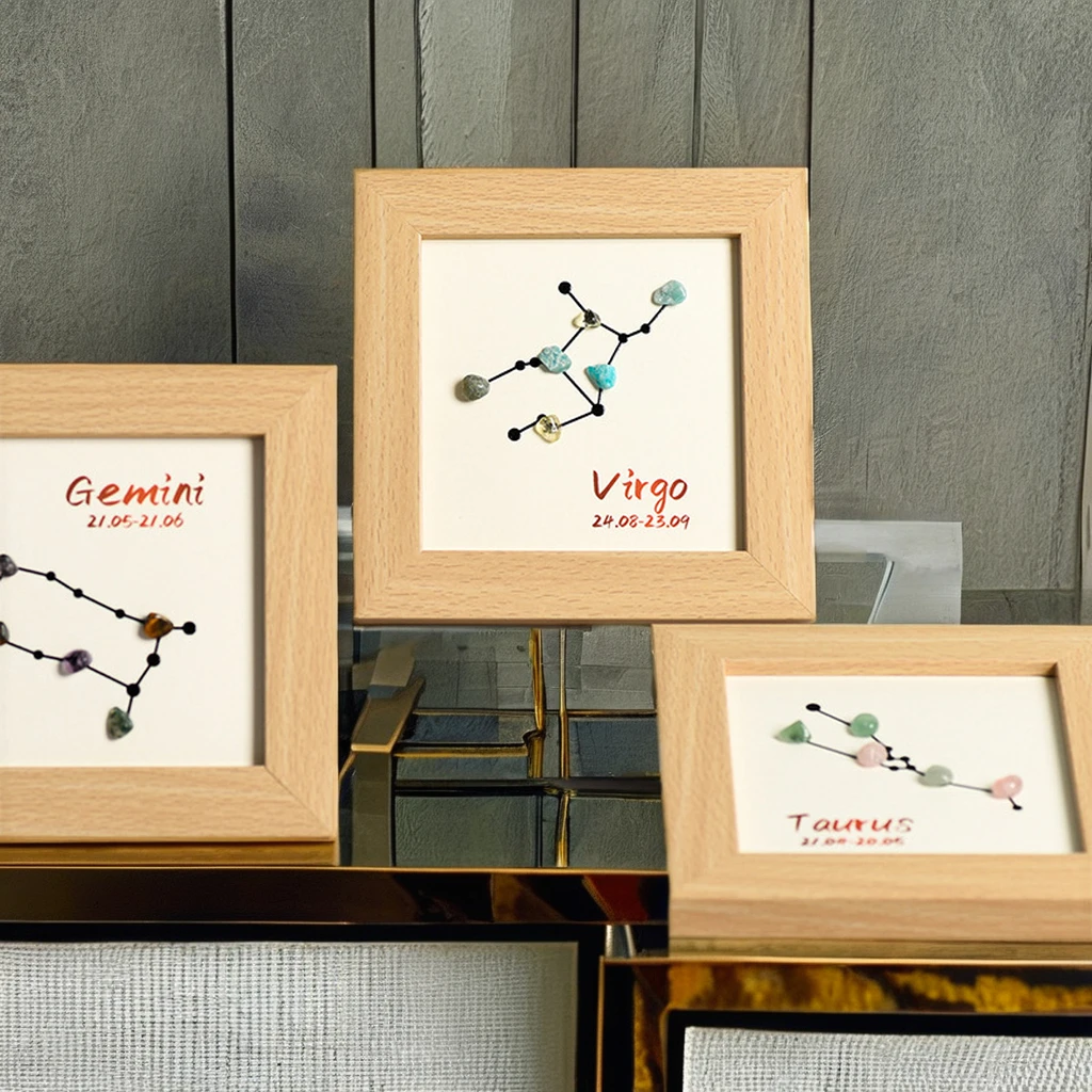 QIURAN Wholesale Twelve constellations of stone crystal picture frame decoration Crystal Painting moving home decoration gift