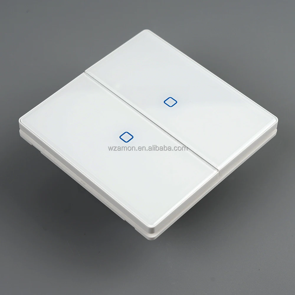 White Acrylic Glass Reset 2 Gang Switch House Power Light Electric Electrical Wall high quality switches