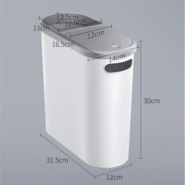 10L Pressing Bathroom Standing Mini Garbage Trash Can Plastic Circular Container with Spiral System Home Waste Bins