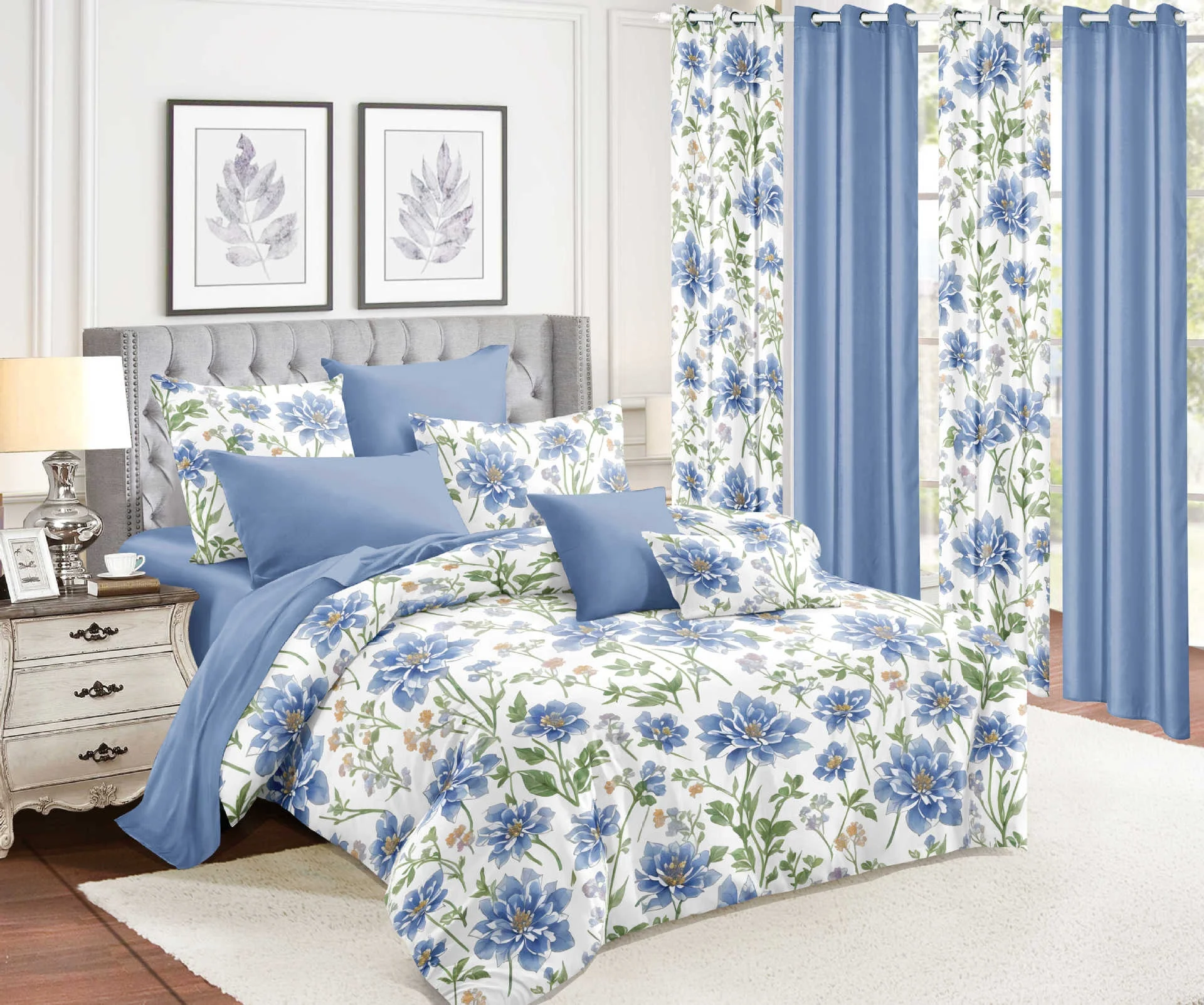 factory direct wholesale online floral printed 13 pc in 1 bedroom bed bedsheet blanket cover curtain bedding set