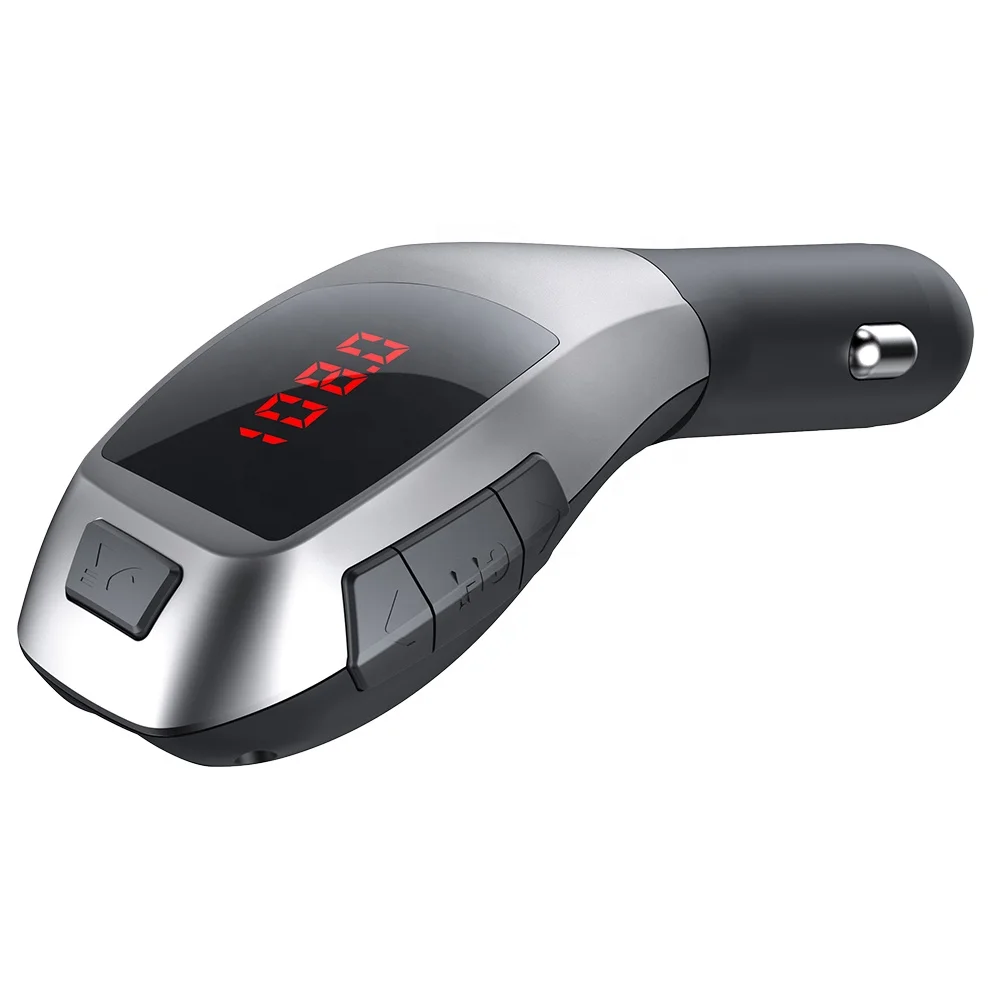 AGETUNR X5 Red New hands free car kits HD digital display voltage wireless car fm transmitter bluetooth built-in mic mp3 player