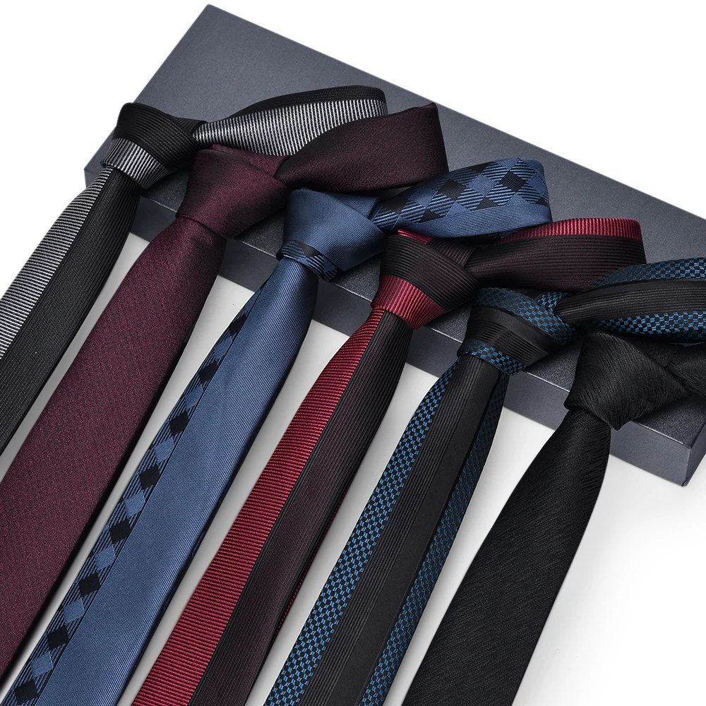 Top Fashion 100% Silk Tie Skinny 6 CM Width Plaid Ties Company Logo Custom Tie With Gift Box