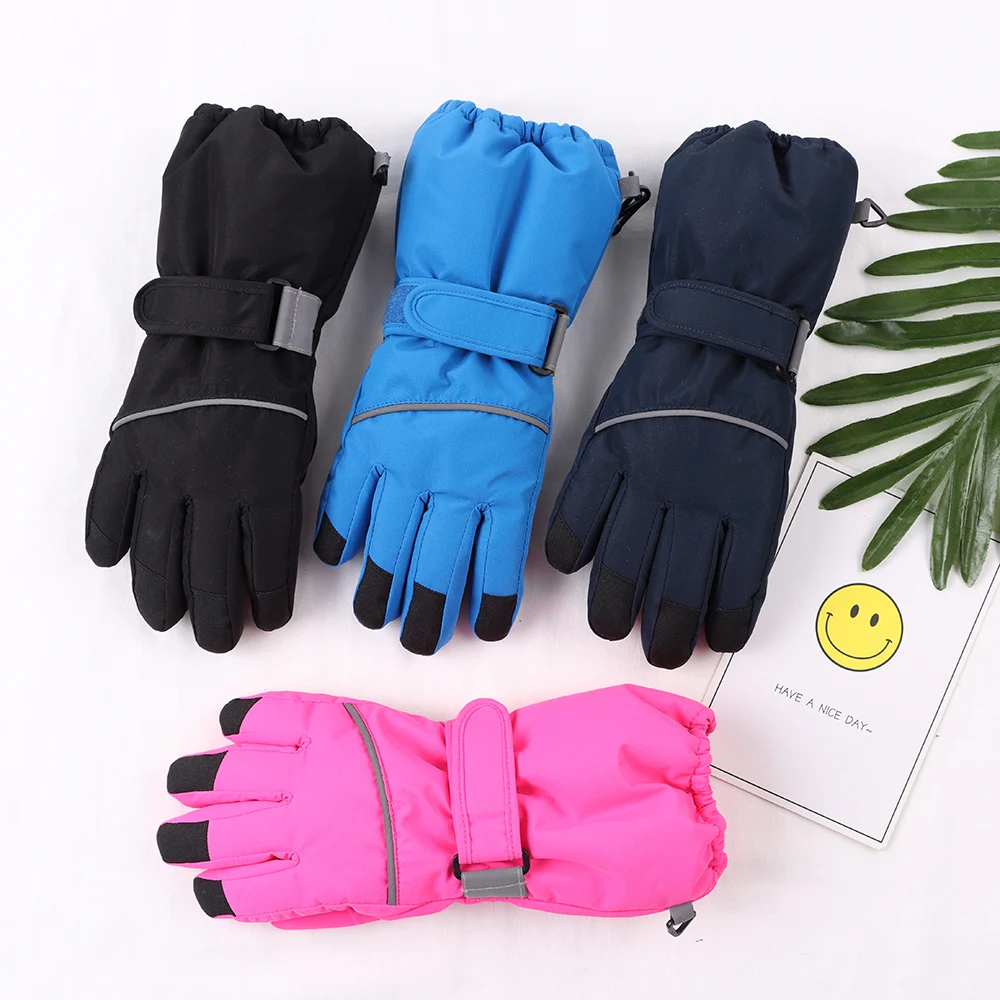 Men Black Winter Gloves Unisex Outdoor Warm Kids Gloves Waterproof Windproof Skiing