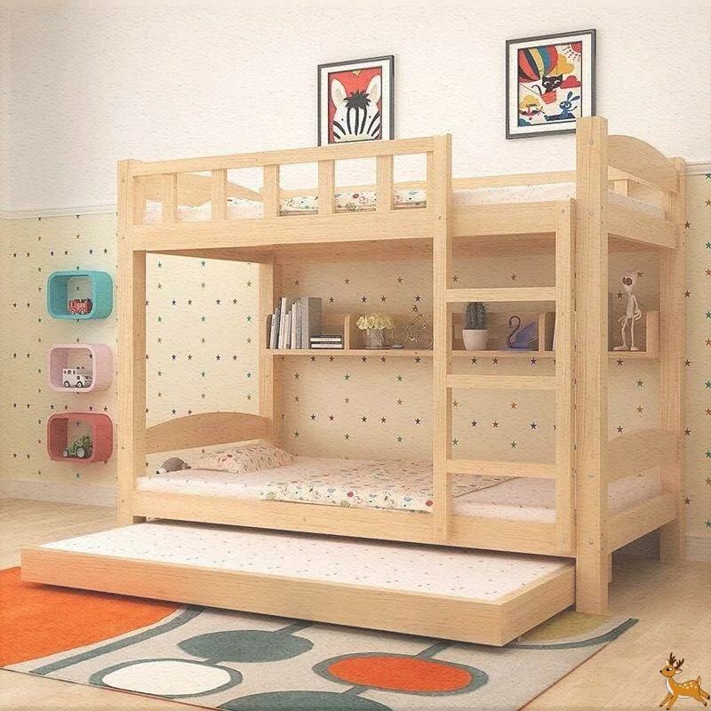 Best Modern Design Drawer Cheap China Wooden Kid Twin Bunk Bed