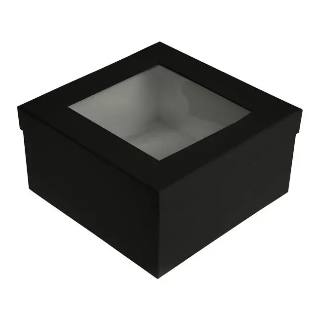 
Black cardboard packaging luxury customized gift paper box with clear PVC window 
