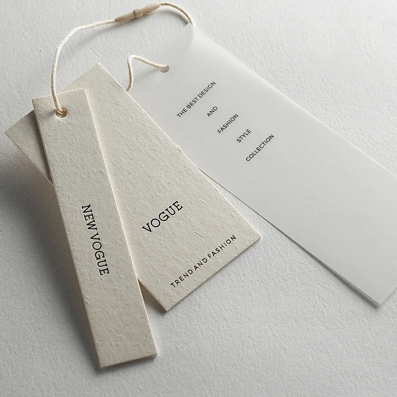 Customized 600g Texture Vanilla Paper Luxury Labels Logo Embossed Hang Tags For Cloths
