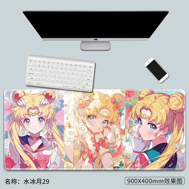 Cute Cartoon Desktop Decorative 90*40cm Table Mat Office Computer Mat Anime Sailor Moon Mouse Pad