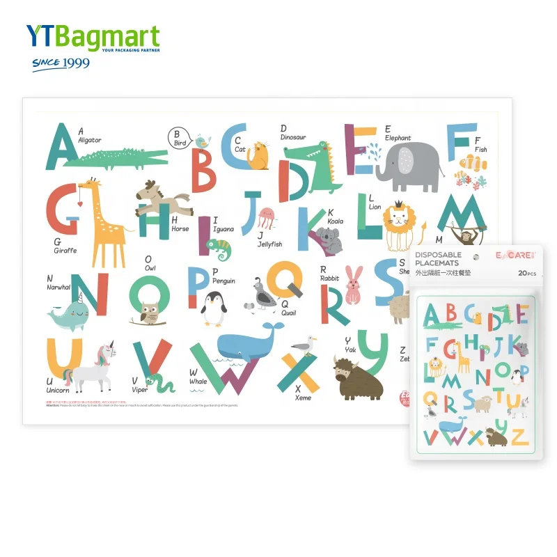 Eco-friendly Biodegradable Plastic Baby Placemat Disposable Table Topper for Kids