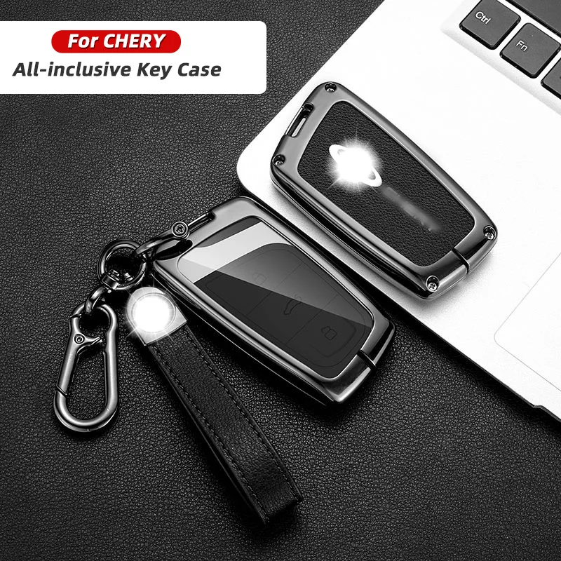 hot selling suitable for Chery car key cover 23 Ant EQ1 Arrizo E Tiggo E metal automobile key fob case leather metal bag