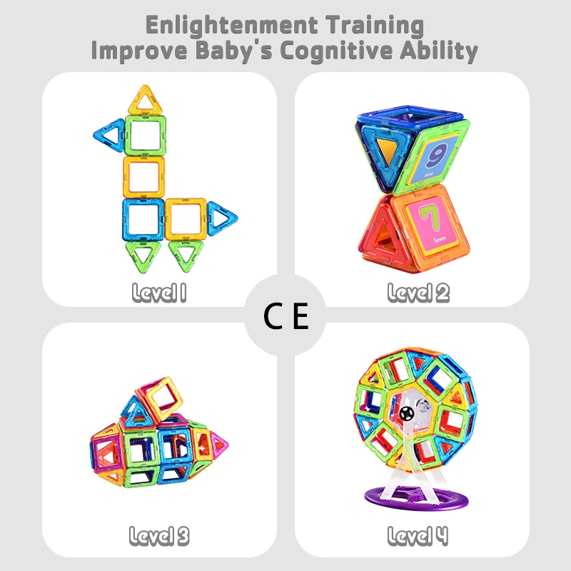 
56pcs 3D Wisdom DIY Magnet Building Blocks Set Preschool Montessori Educational Toy with GCC/ASTM/EN71/CE/AS/NZS Certificate 