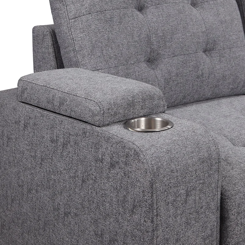 Customized Corner Sofa Set 1 Seats Chaise Living Room Sofa Steel Cups in Armrest Sofa Bed with Storage