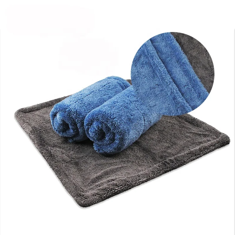 Factory Edgeless Thick Water Absorbent Dual Side Twisted Loop Car Microfiber Wash Drying Towel For Home