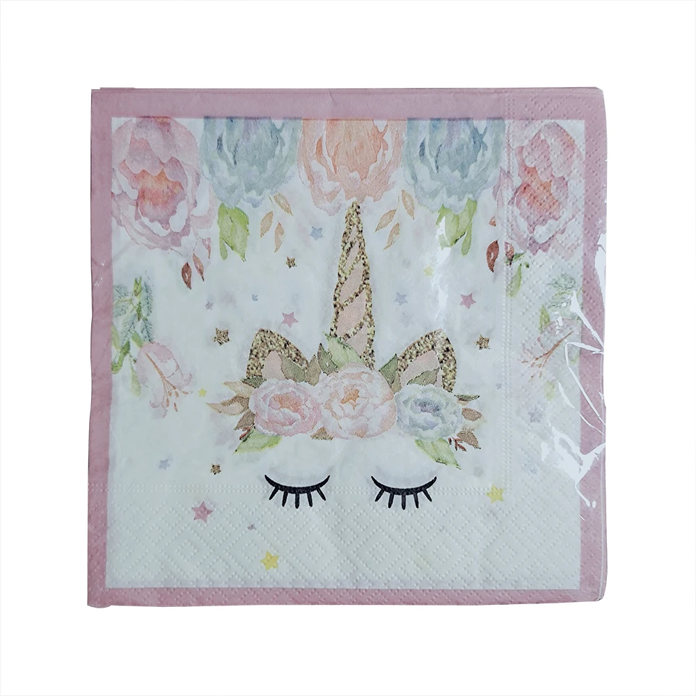 Magical  Unicorn Party decorations Supplies Serve Happy Birthday Banner Hats Plates Table Cloth