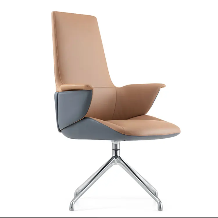 Modern Office Waiting  Adult Brown Leather High Quality Chairs  Adjustable Chairs Executive CEO Swivel Chair