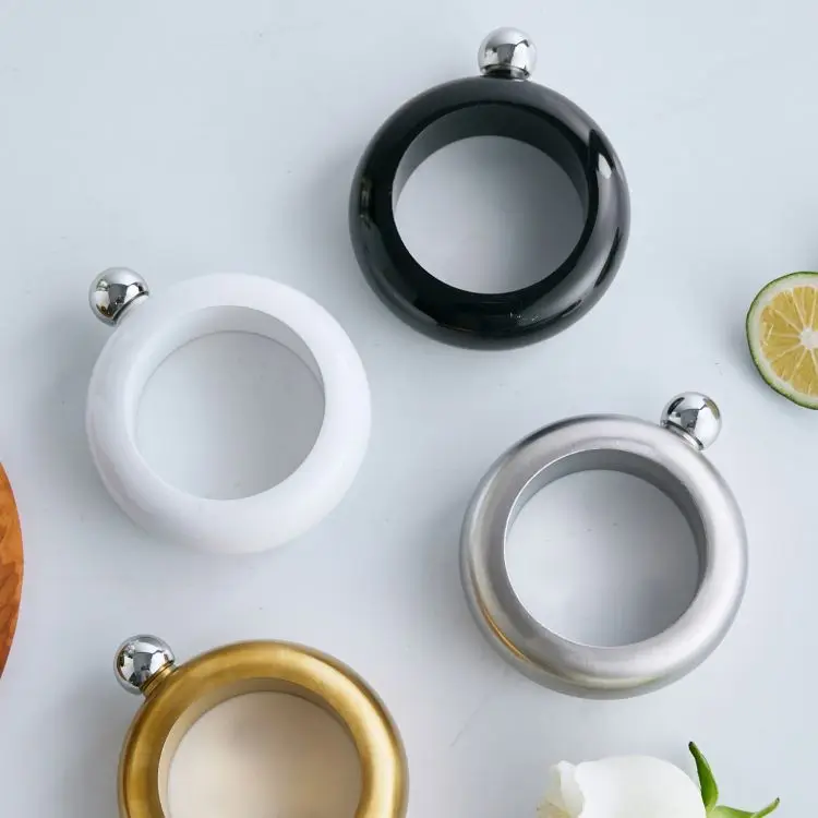 Wholesale Custom Logo Portable Stainless Steel 3.5 oz Bangle Bracelet Liquor Hip Flask for Women Gift