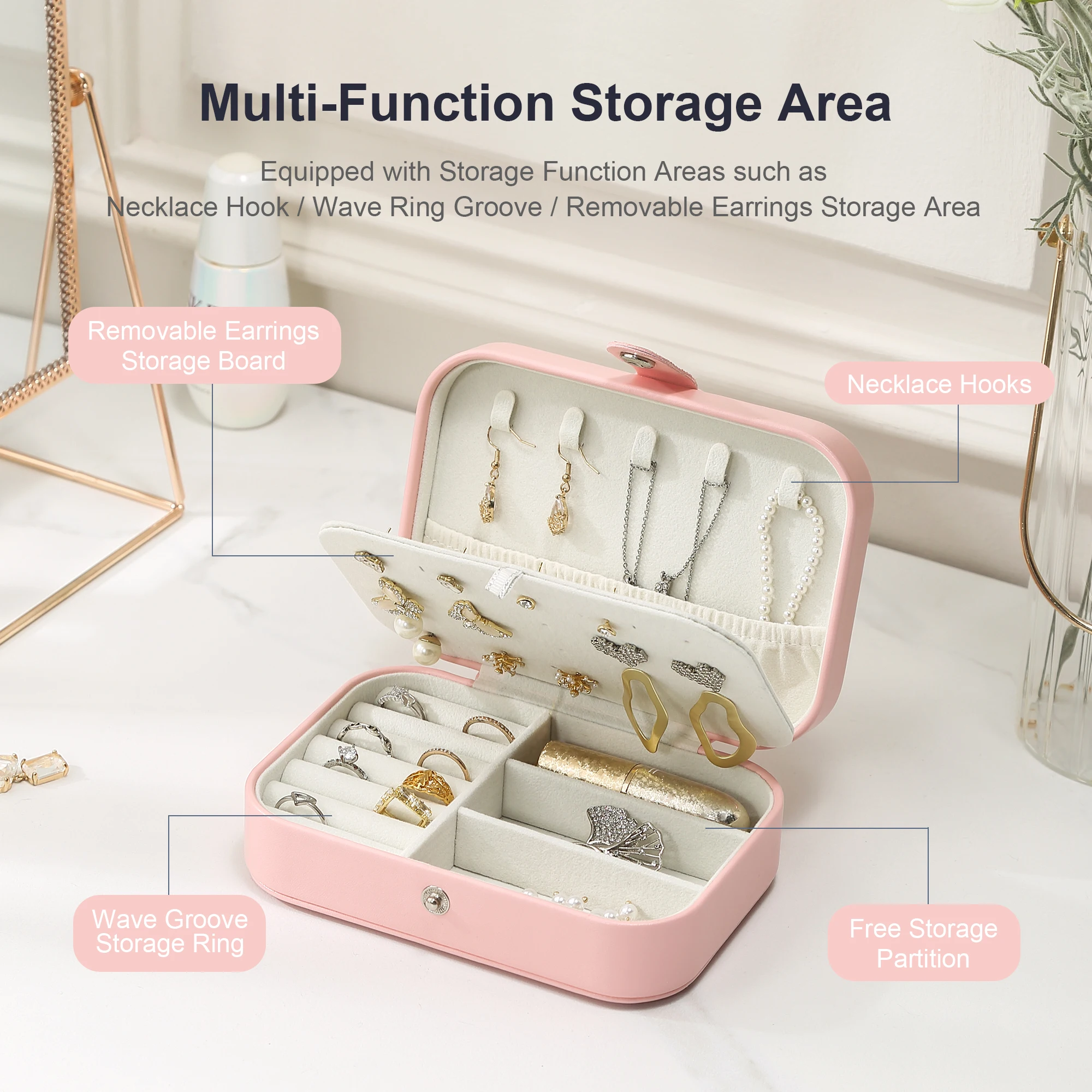 Wholesale Custom Logo Necklace Jewellery Box Organizer Velvet PU Leather Earring Ring Case Small Travel Jewelry Storage Gift Box
