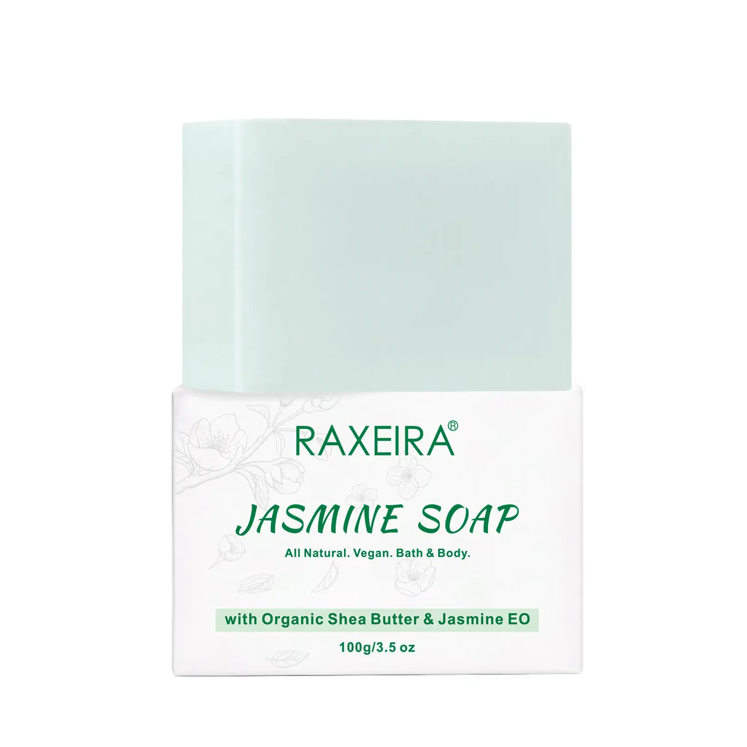 Customized OEM Organic Natural Coconut Oil Rice Bran Oil Olive Oil Jasmine Handmade Solid Bar Soap 100g