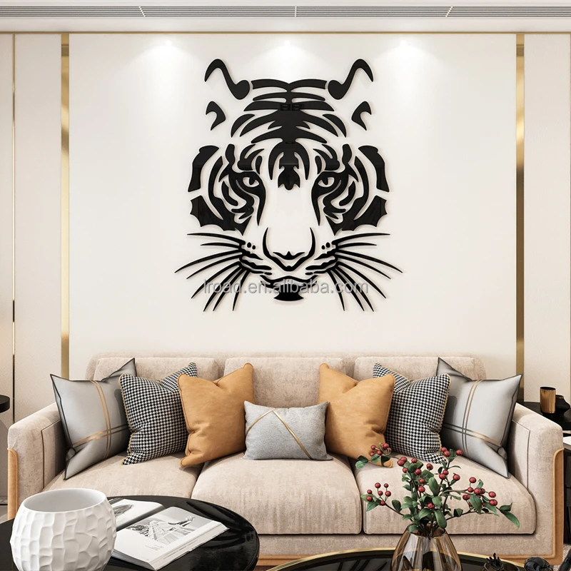 Tiger sticker 3D three-dimensional entrance porch wall sticker living room wall decorations gym decoration sports