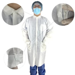 New Non woven  Medical Lightweight With Kimono Style  Disposable Individually Dustproof Lab Coat