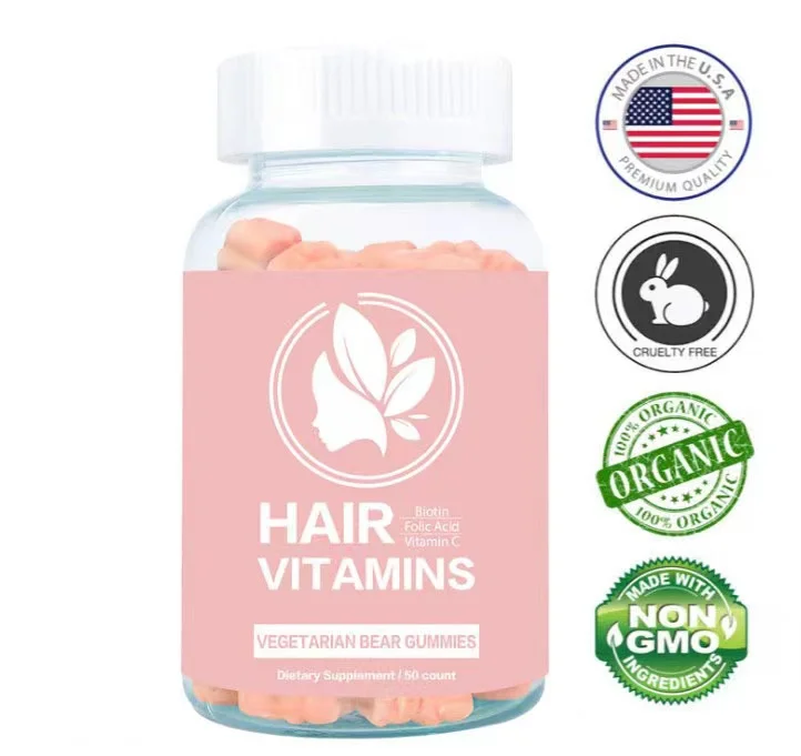 Hair Vitamin Gummies Strawberry Flavored Little Bear Shape Hair Collagen Whitening Candy Supports Hair Growth