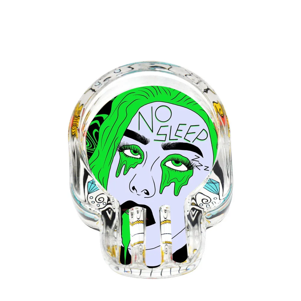 Wholesale Smoking Accessories Cigarette Ashtrays Holder Jamaica Black Glass Skull Ashtray