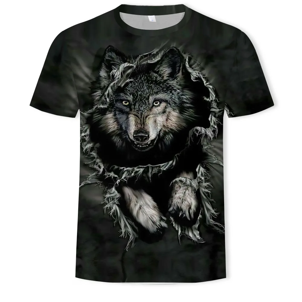 Wholesale 3d Animal Wolf Sublimation Chinese T Shirt Unisex Printed Oversized T-shirt Wholesale 3d Embossed Printing T Shirt