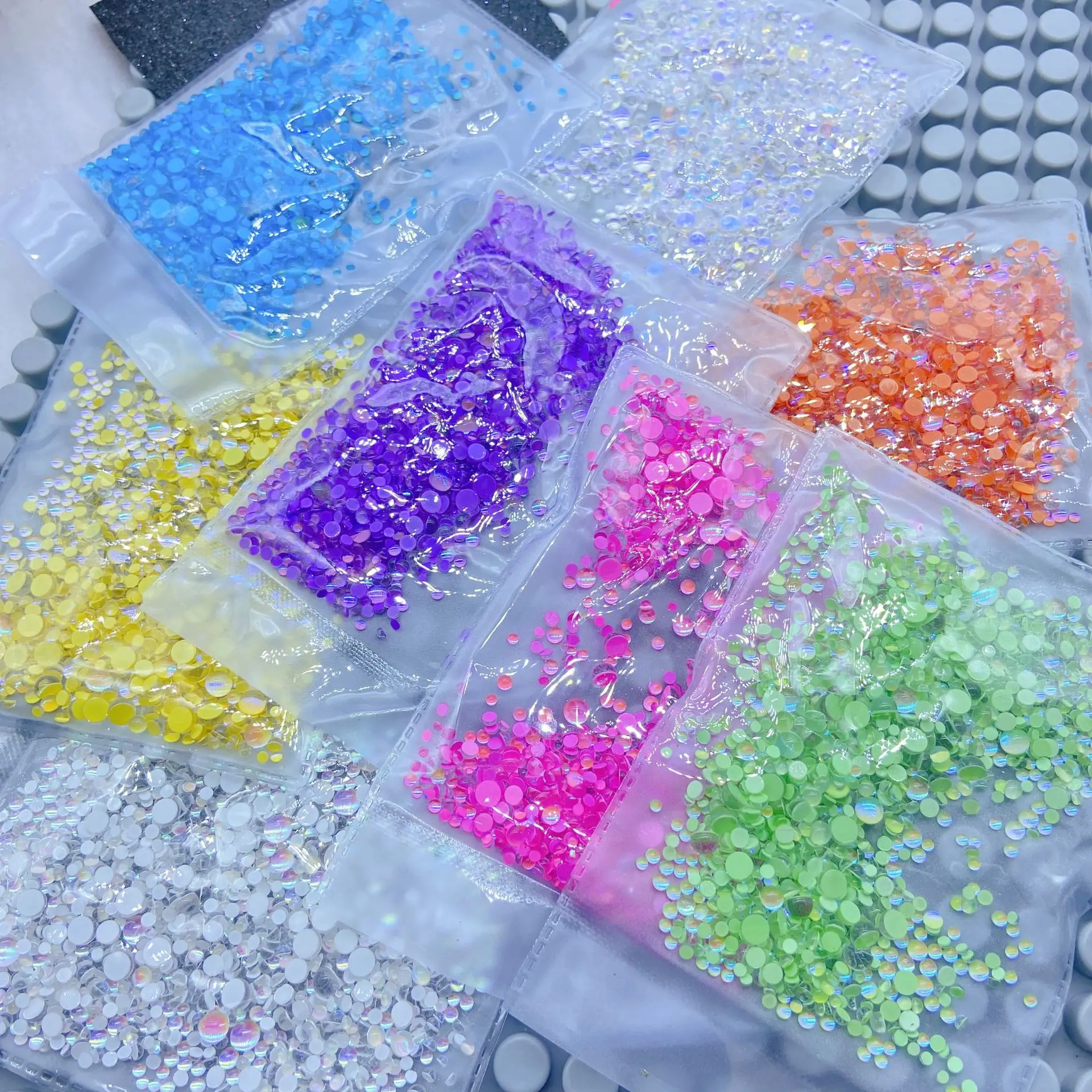 Factory wholesale Mermaid Tears Beads Nail Stone Mix Size Non Hotfix Glass Flatback Kits Rhinestones