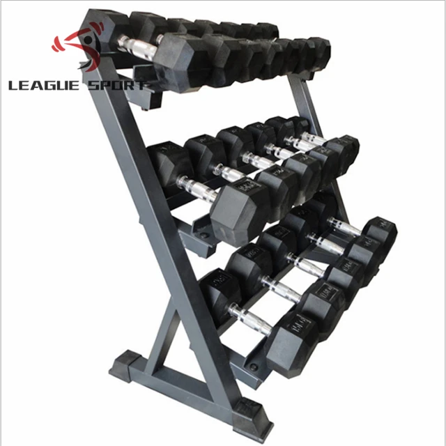 League-Sport Wholesale Black Hex Rubber Dumbbell Coated Gym Dumbbell Pounds Fitness Weight Custom Rubber Hexagon Dumbbells